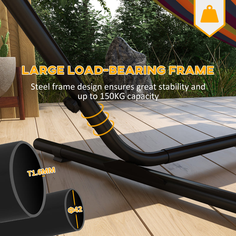 Outsunny Hammock Stand with Side Tray, Steel Frame Hammock Stand, Black