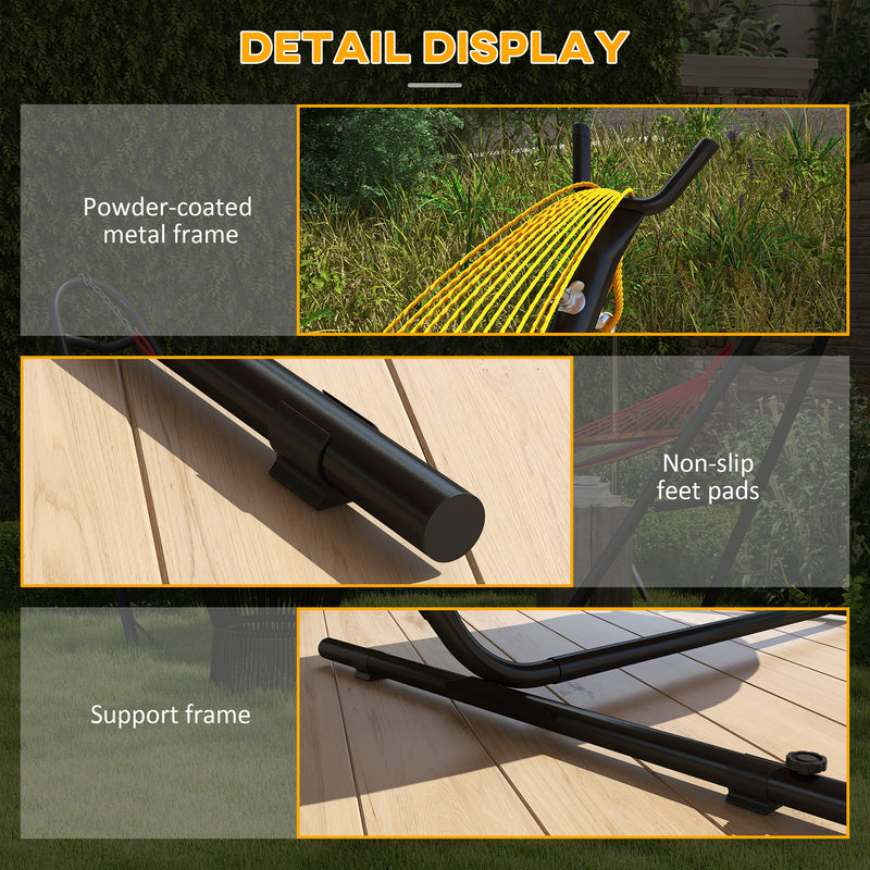 Outsunny Hammock Stand with Side Tray, Steel Frame Hammock Stand, Black