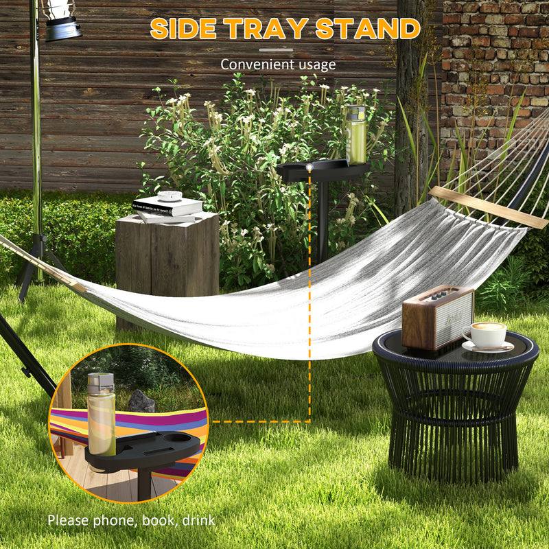 Outsunny Hammock Stand with Side Tray, Steel Frame Hammock Stand, Black