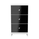 Yarmouth 3 Drawer Bedside Cabinet in Black & White Matt - Ready Assembled