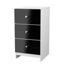 Yarmouth 3 Drawer Bedside Cabinet in Black & White Matt - Ready Assembled