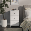 Yarmouth 3 Drawer Bedside Cabinet in White & White Matt - Ready Assembled