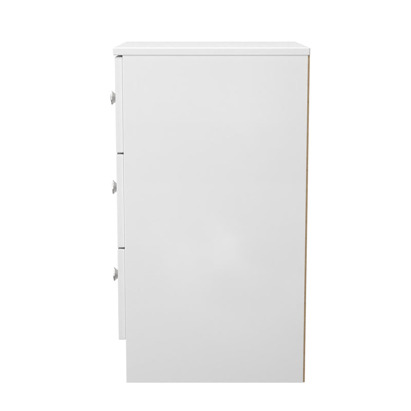 Yarmouth 3 Drawer Bedside Cabinet in White & White Matt - Ready Assembled