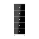 Yarmouth 5 Drawer Bedside Cabinet in Black & White Matt - Ready Assembled