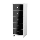 Yarmouth 5 Drawer Bedside Cabinet in Black & White Matt - Ready Assembled