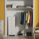 Yarmouth 5 Drawer Bedside Cabinet in White & White Matt - Ready Assembled