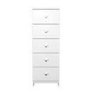 Yarmouth 5 Drawer Bedside Cabinet in White & White Matt - Ready Assembled
