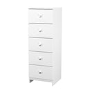 Yarmouth 5 Drawer Bedside Cabinet in White & White Matt - Ready Assembled