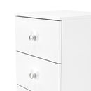 Yarmouth 5 Drawer Bedside Cabinet in White & White Matt - Ready Assembled