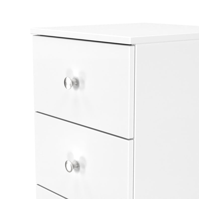 Yarmouth 5 Drawer Bedside Cabinet in White & White Matt - Ready Assembled