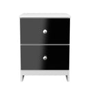Yarmouth 2 Drawer Bedside Cabinet in Black & White Matt - Ready Assembled