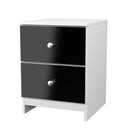 Yarmouth 2 Drawer Bedside Cabinet in Black & White Matt - Ready Assembled