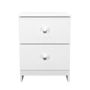 Yarmouth 2 Drawer Bedside Cabinet in White & White Matt - Ready Assembled