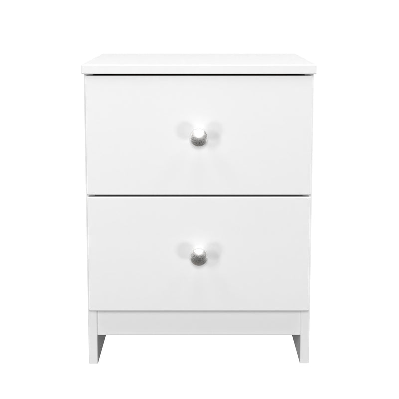 Yarmouth 2 Drawer Bedside Cabinet in White & White Matt - Ready Assembled