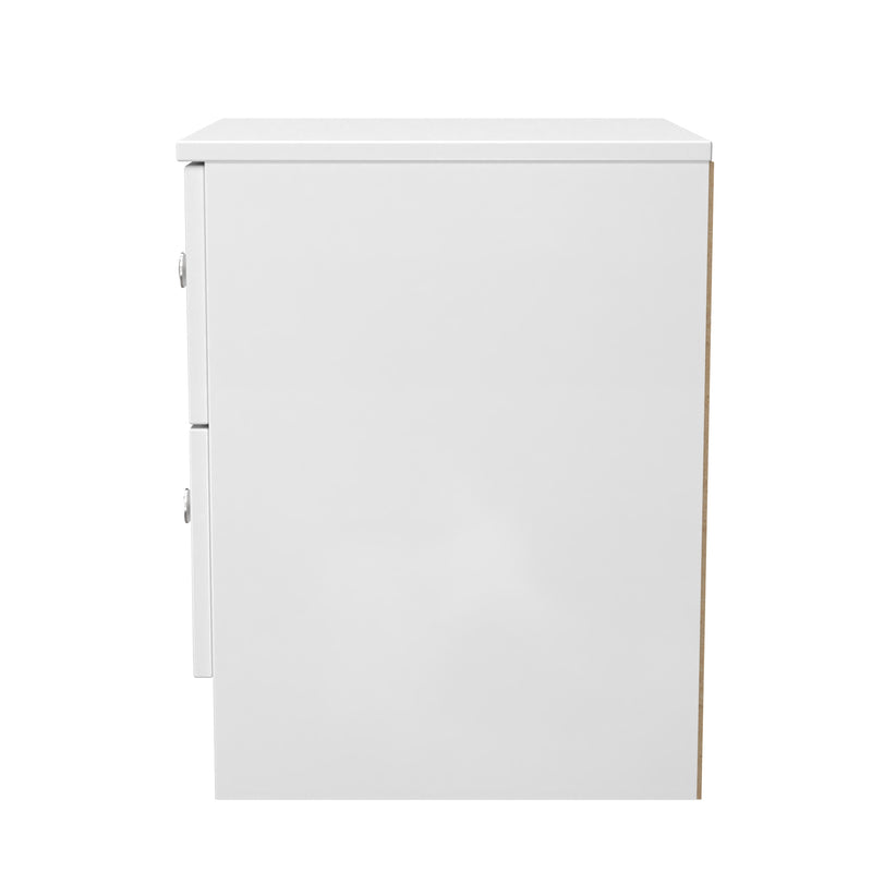 Yarmouth 2 Drawer Bedside Cabinet in White & White Matt - Ready Assembled