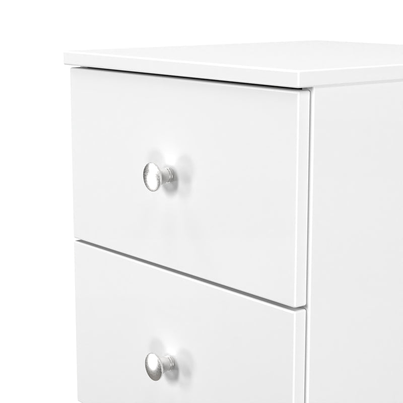 Yarmouth 2 Drawer Bedside Cabinet in White & White Matt - Ready Assembled