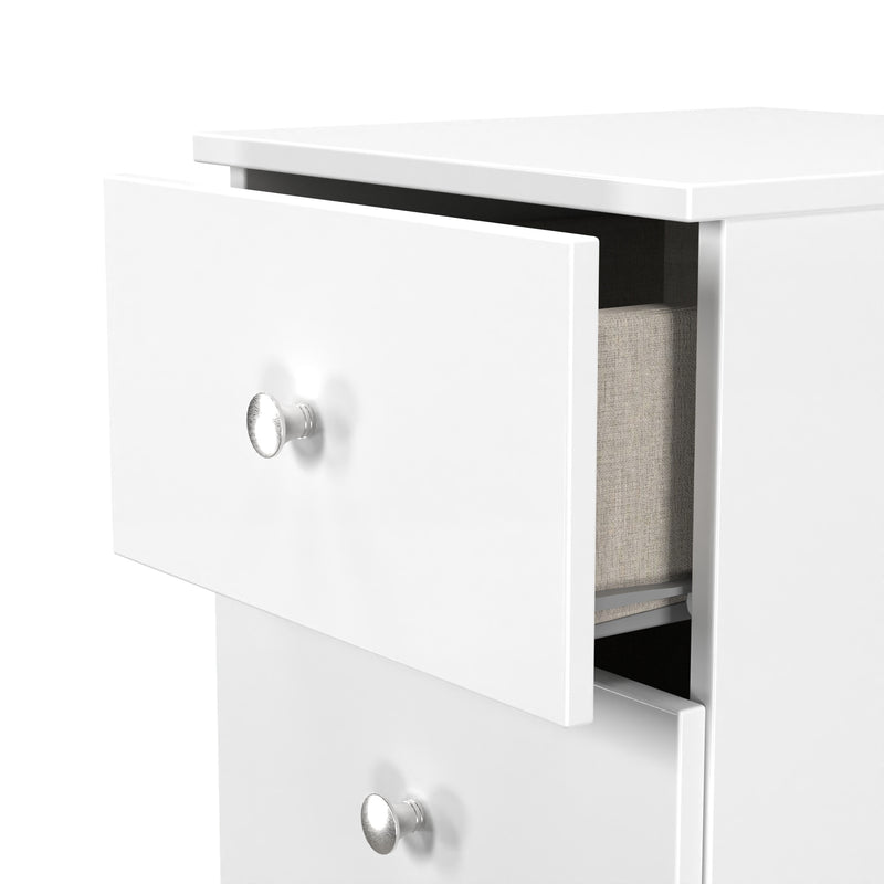 Yarmouth 2 Drawer Bedside Cabinet in White & White Matt - Ready Assembled