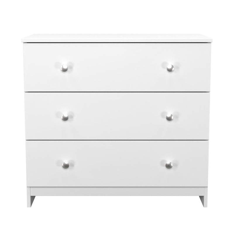 Yarmouth 3 Drawer Chest in White & White Matt - Ready Assembled