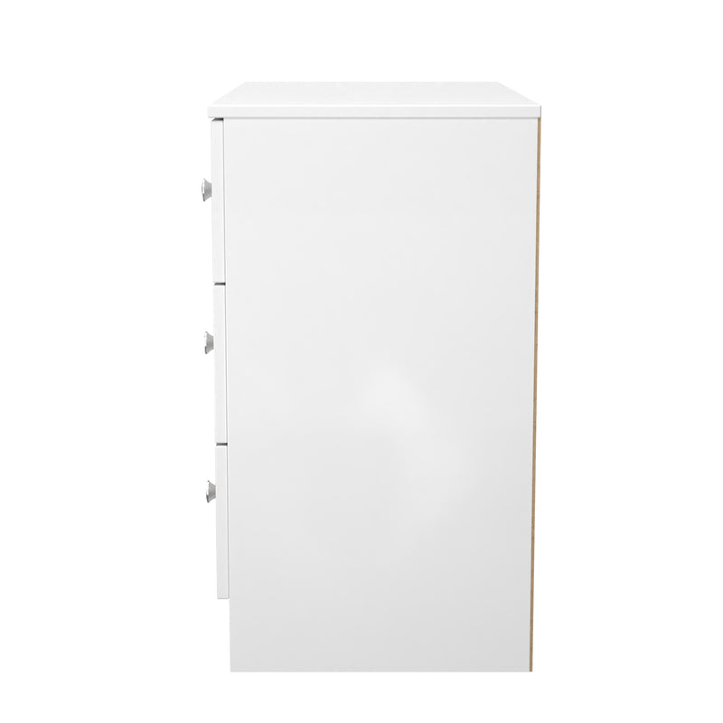 Yarmouth 3 Drawer Chest in White & White Matt - Ready Assembled
