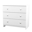 Yarmouth 3 Drawer Chest in White & White Matt - Ready Assembled