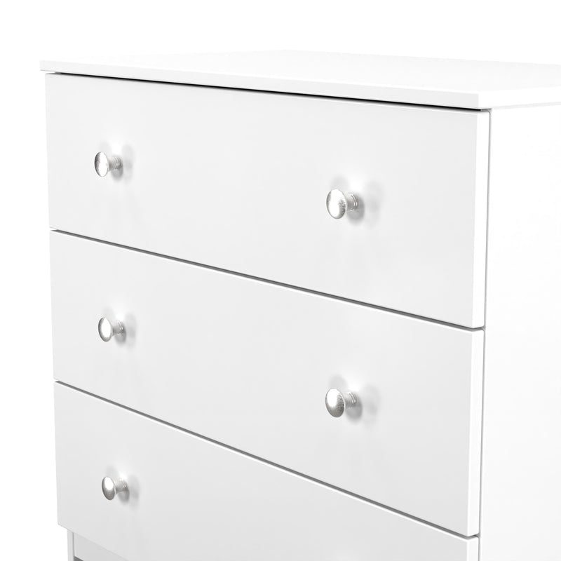 Yarmouth 3 Drawer Chest in White & White Matt - Ready Assembled