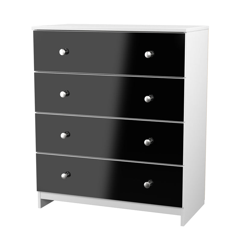 Yarmouth 4 Drawer Chest in Black & White Matt - Ready Assembled