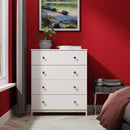 Yarmouth 4 Drawer Chest in White & White Matt - Ready Assembled