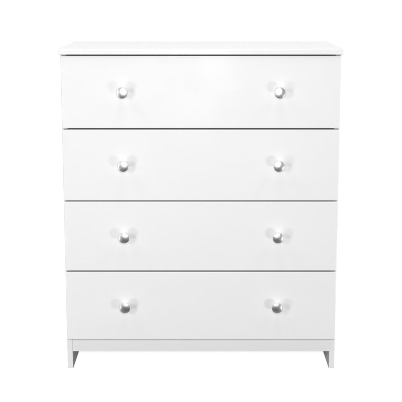 Yarmouth 4 Drawer Chest in White & White Matt - Ready Assembled