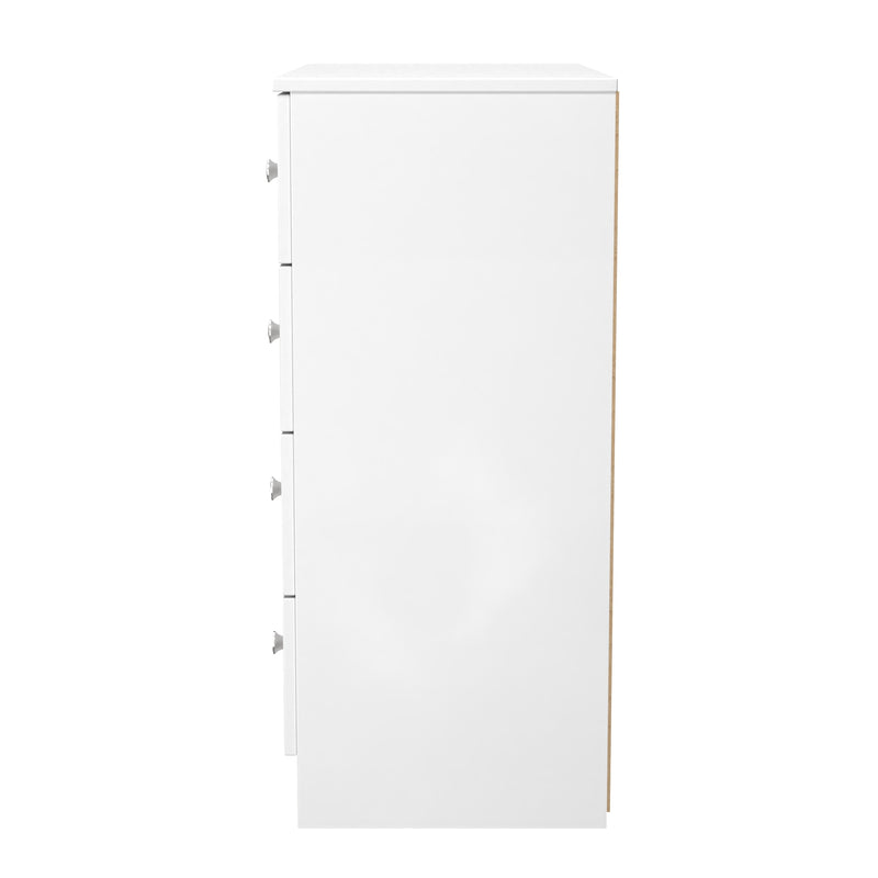 Yarmouth 4 Drawer Chest in White & White Matt - Ready Assembled