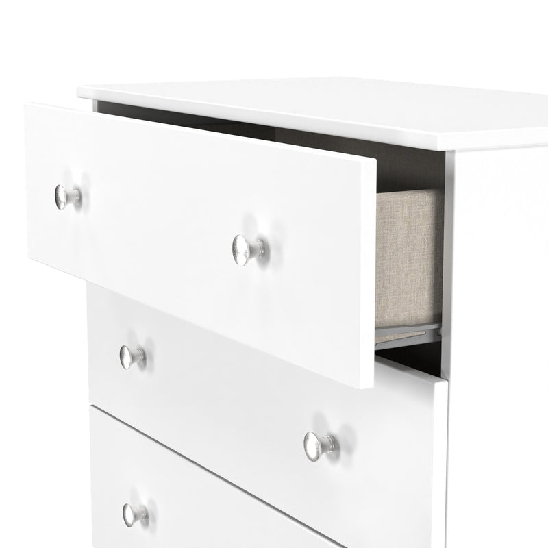 Yarmouth 4 Drawer Chest in White & White Matt - Ready Assembled