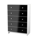 Yarmouth 5 Drawer Chest in Black & White Matt - Ready Assembled