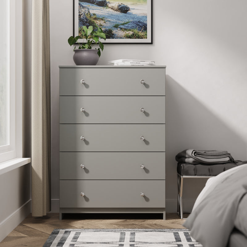 Yarmouth 5 Drawer Chest in Uniform Grey & Dusk Grey - Ready Assembled