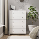 Yarmouth 5 Drawer Chest in White & White Matt - Ready Assembled