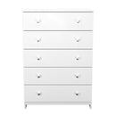 Yarmouth 5 Drawer Chest in White & White Matt - Ready Assembled
