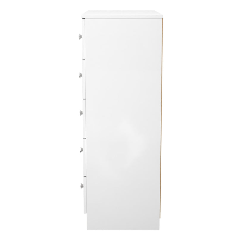Yarmouth 5 Drawer Chest in White & White Matt - Ready Assembled