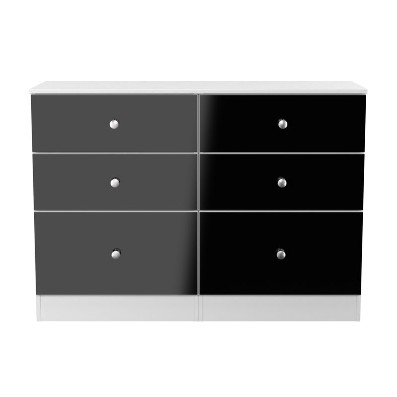 Yarmouth 6 Drawer Midi Chest in Black & White Matt - Ready Assembled