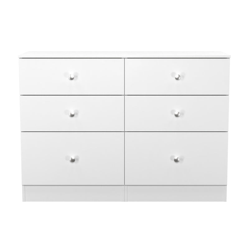 Yarmouth 6 Drawer Midi Chest in White & White Matt - Ready Assembled