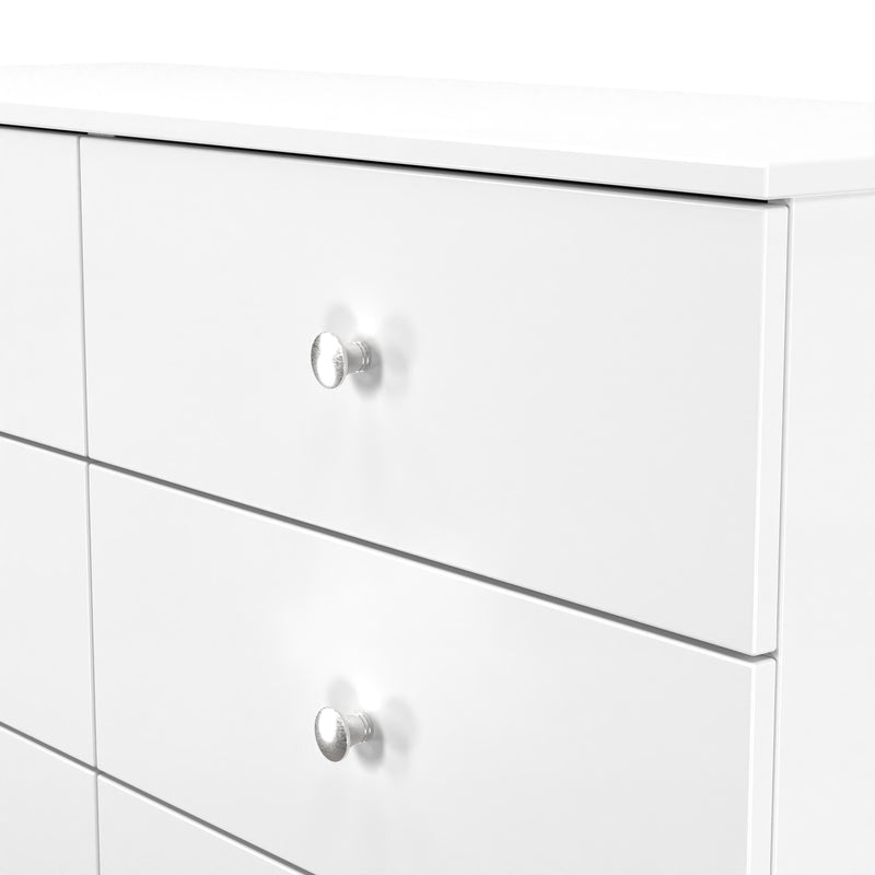 Yarmouth 6 Drawer Midi Chest in White & White Matt - Ready Assembled