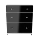 Yarmouth 3 Drawer Deep Chest in Black & White Matt - Ready Assembled