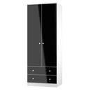 Yarmouth Tall 2 Drawer Wardrobe in Black & White Matt - Ready Assembled