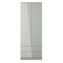 Yarmouth Tall 2 Drawer Wardrobe in Uniform Grey & Dusk Grey - Ready Assembled