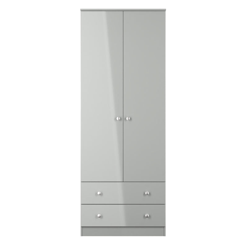 Yarmouth Tall 2 Drawer Wardrobe in Uniform Grey & Dusk Grey - Ready Assembled