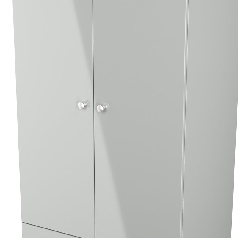 Yarmouth Tall 2 Drawer Wardrobe in Uniform Grey & Dusk Grey - Ready Assembled