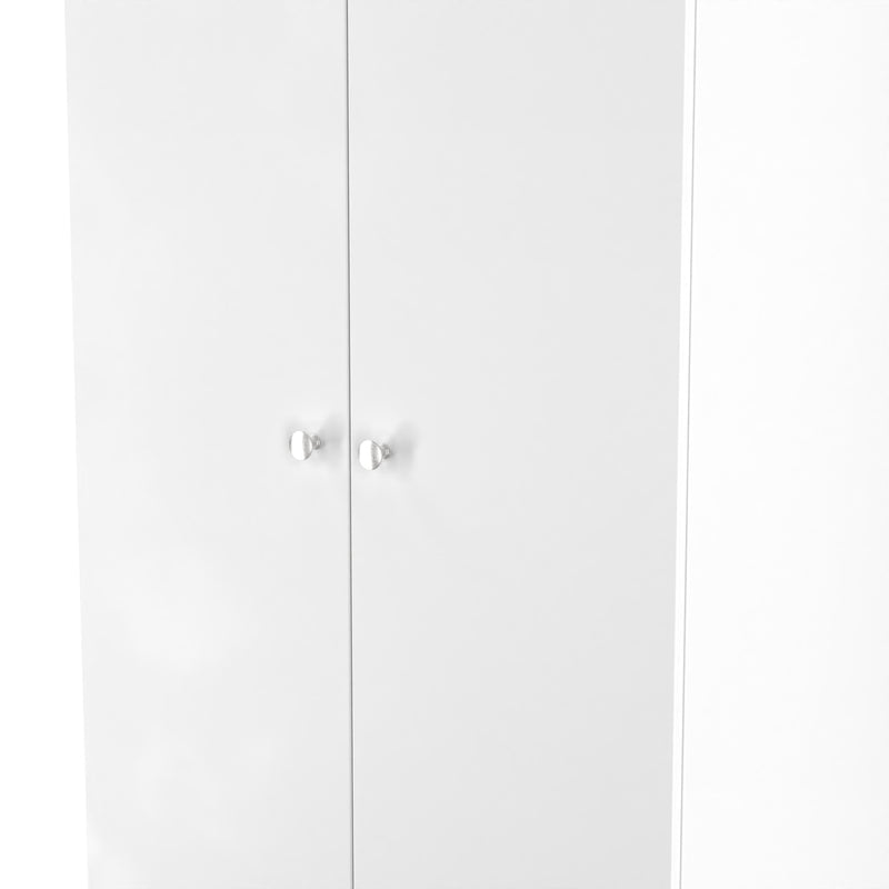 Yarmouth Tall 2 Drawer Wardrobe in White & White Matt - Ready Assembled