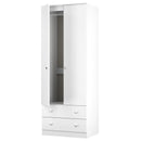 Yarmouth Tall 2 Drawer Wardrobe in White & White Matt - Ready Assembled