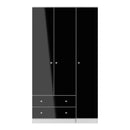 Yarmouth Tall Triple 2 Drawer Wardrobe in Black & White Matt - Ready Assembled