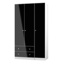 Yarmouth Tall Triple 2 Drawer Wardrobe in Black & White Matt - Ready Assembled