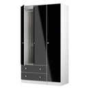 Yarmouth Tall Triple 2 Drawer Wardrobe in Black & White Matt - Ready Assembled