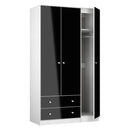 Yarmouth Tall Triple 2 Drawer Wardrobe in Black & White Matt - Ready Assembled
