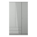 Yarmouth Tall Triple 2 Drawer Wardrobe in Uniform Grey & Dusk Grey - Ready Assembled